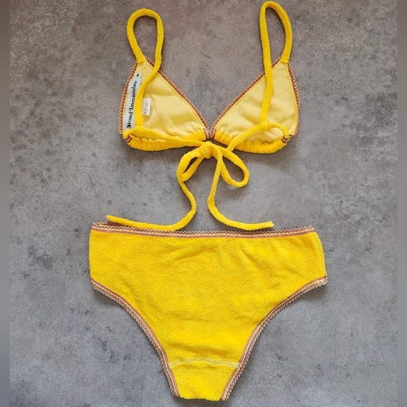 Stoned Immaculate Terry Cloth Bikini Set Kimi Swim Bra Top & Bottom Goldenrod - Picture 6 of 8